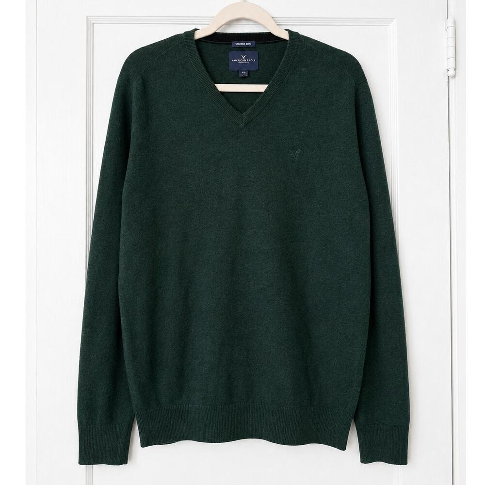 American Eagle Outfitters Seriously Soft Men’s V-Neck Sweater Green Size Large